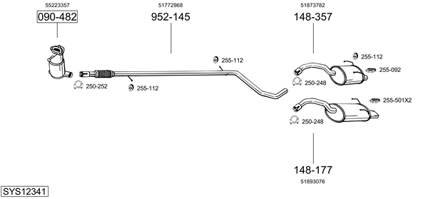 Sistema de gases de escape Fiat 500