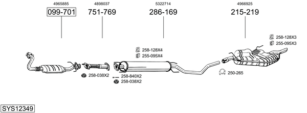 Sistema de gases de escape BOSAL SYS12349