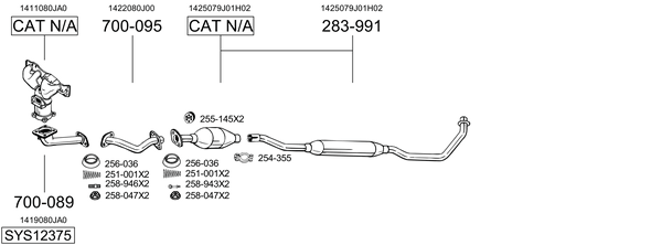 Sistema de gases de escape Suzuki SX4 Saloon