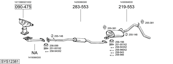 Sistema de gases de escape Suzuki WAGON R Hatchback
