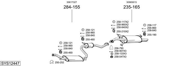 Sistema de gases de escape Volvo S40 I