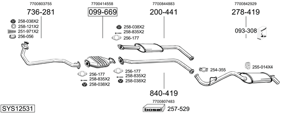 Sistema de gases de escape Renault CLIO I