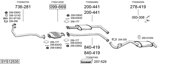 Sistema de gases de escape Renault CLIO I