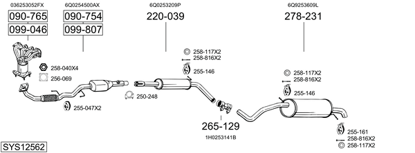 Sistema de gases de escape Vw POLO IV Saloon
