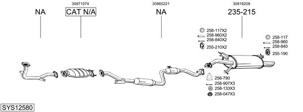 Sistema de gases de escape Volvo S40 I