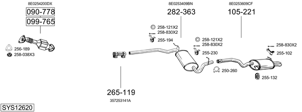 Sistema de gases de escape Audi A4 B6