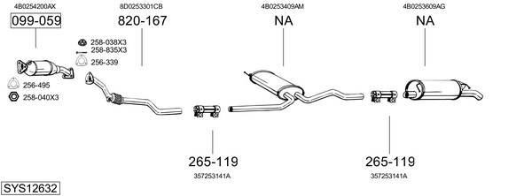 Sistema de gases de escape Audi A6 C5 Avant