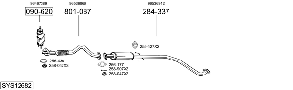 Sistema de gases de escape Chevrolet AVEO / KALOS Saloon