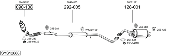 Sistema de gases de escape Chevrolet MATIZ