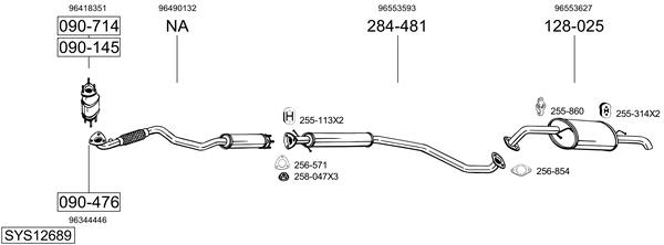 Sistema de gases de escape Chevrolet NUBIRA Saloon