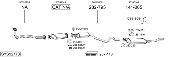 Sistema de gases de escape Daewoo NEXIA Saloon