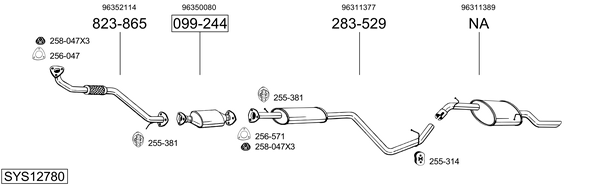 Sistema de gases de escape Daewoo NUBIRA Wagon