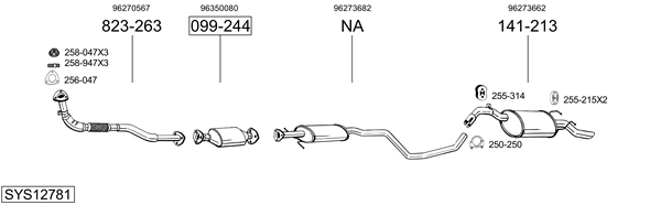 Sistema de gases de escape Daewoo NUBIRA Wagon