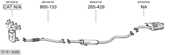 Sistema de gases de escape Kia CERATO I Hatchback
