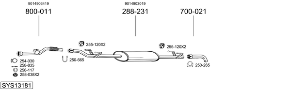 Sistema de gases de escape Mercedes-Benz SPRINTER 5-t Platform/Chassis
