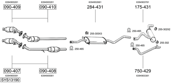 Sistema de gases de escape Mercedes-Benz VITO / MIXTO Van