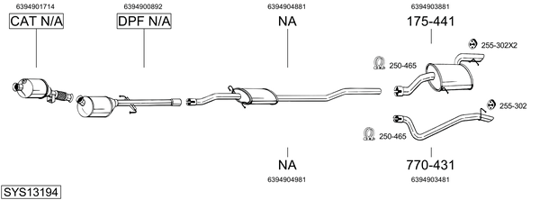 Sistema de gases de escape Mercedes-Benz VITO / MIXTO Van