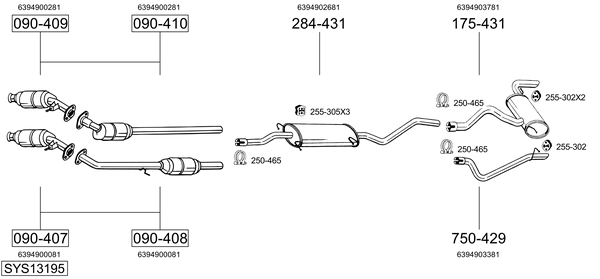Sistema de gases de escape Mercedes-Benz VITO Bus