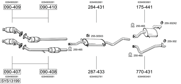 Sistema de gases de escape Mercedes-Benz VITO / MIXTO Van