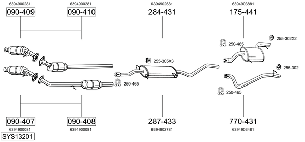 Sistema de gases de escape Mercedes-Benz VITO / MIXTO Van