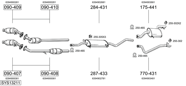 Sistema de gases de escape Mercedes-Benz VITO Bus