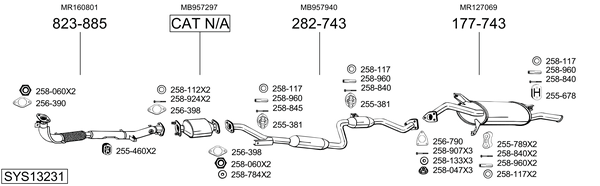 Sistema de gases de escape Mitsubishi CARISMA Saloon