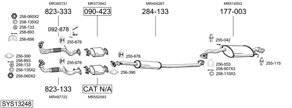 Sistema de gases de escape Mitsubishi SPACE WAGON