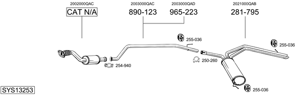 Sistema de gases de escape Nissan PRIMASTAR Bus