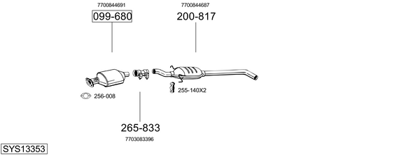 Sistema de gases de escape Renault MEGANE I