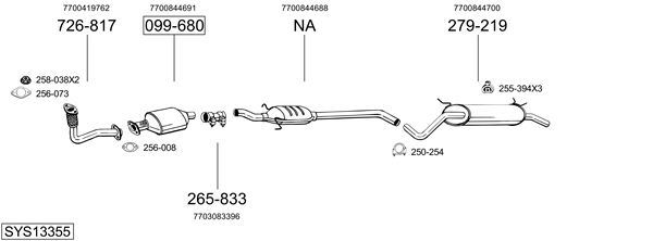 Sistema de gases de escape Renault MEGANE I Cabriolet