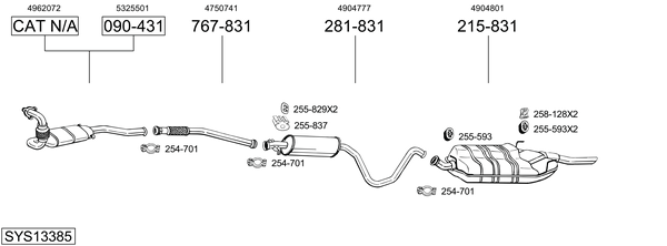 Sistema de gases de escape Saab 9-3