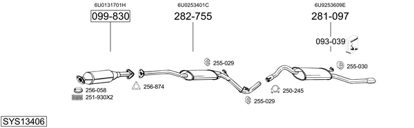 Sistema de gases de escape Skoda FELICIA I Pickup