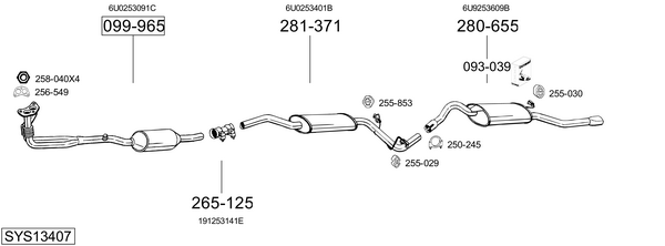 Sistema de gases de escape Skoda FELICIA I Pickup