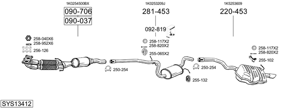 Sistema de gases de escape Skoda OCTAVIA II