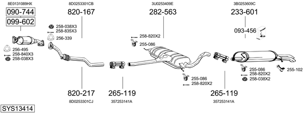 Sistema de gases de escape Skoda SUPERB I