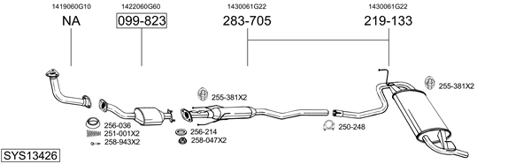 Sistema de gases de escape Suzuki SWIFT II Hatchback · Suzuki BALENO Hatchback