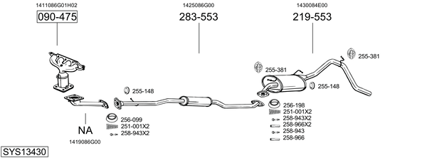 Sistema de gases de escape Suzuki WAGON R+