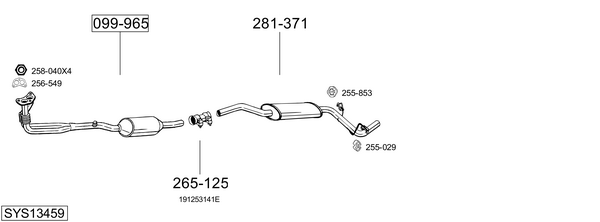 Sistema de gases de escape Vw CADDY II Pickup
