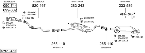 Sistema de gases de escape Vw PASSAT B5.5