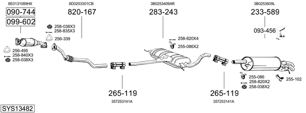 Sistema de gases de escape Vw PASSAT B5.5 Variant