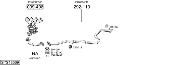 Sistema de gases de escape Honda CIVIC VI Saloon