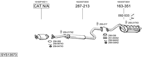 Sistema de gases de escape Honda CIVIC VI Fastback