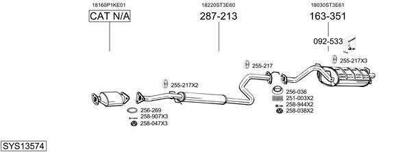 Sistema de gases de escape Honda CIVIC VI Fastback