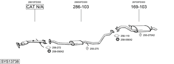 Sistema de gases de escape Kia RIO I Hatchback