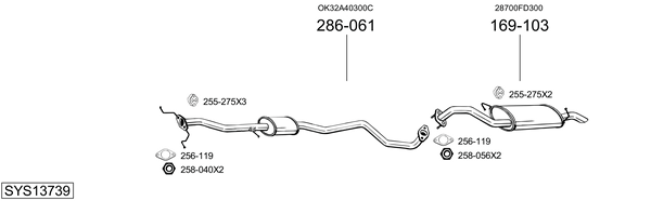 Sistema de gases de escape Kia RIO I Hatchback