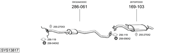 Sistema de gases de escape Kia RIO I Saloon