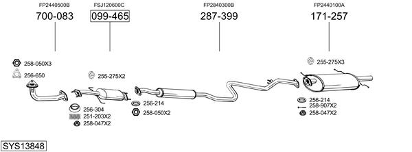 Sistema de gases de escape BOSAL SYS13848
