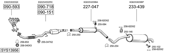 Sistema de gases de escape Skoda FABIA II