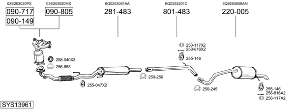 Sistema de gases de escape Skoda FABIA II Combi