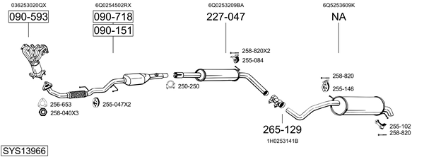 Sistema de gases de escape Skoda FABIA II Combi